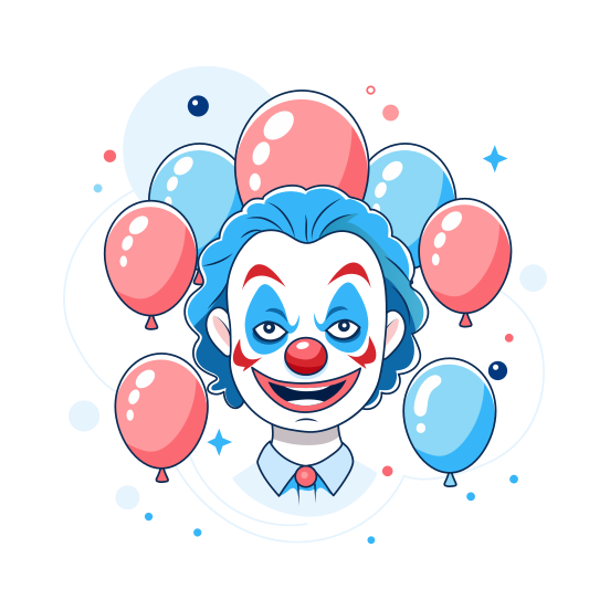 Joker Balloons, Character, Cartoon, Face, Head illustration