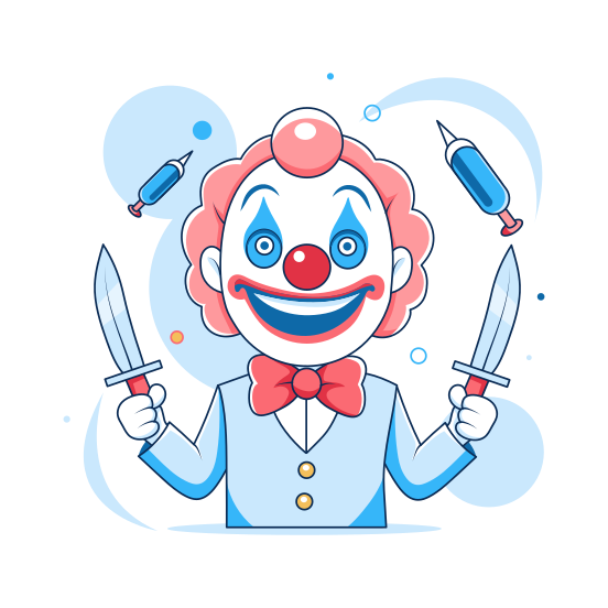 Juggling Knives, Performer, Circus Trick, Clown, Character illustration