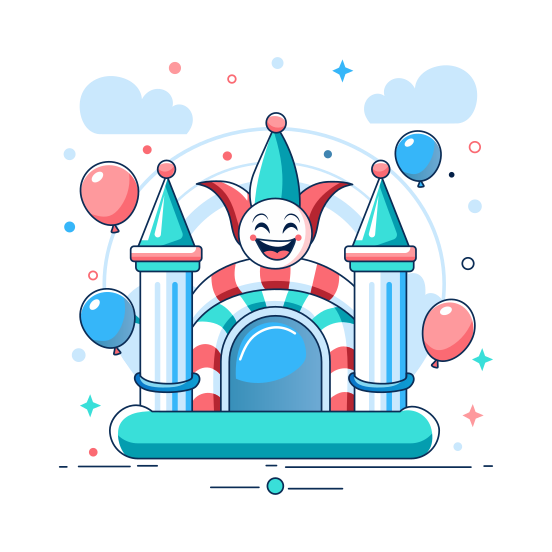 Jumping Castle, Jester, Bouncing, Entertainment, Fun illustration