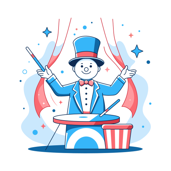 Magician, Performer, Magic Show, Trick, Character illustration