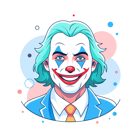 Smiling Joker, Happy, Cartoon, Character, Clown illustration