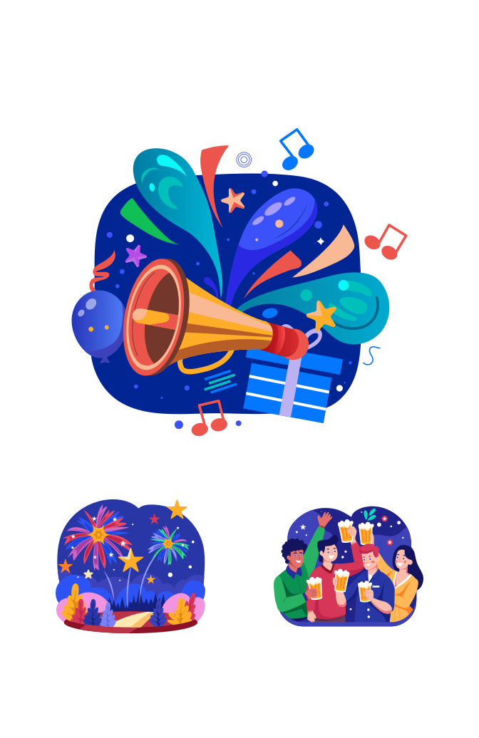 Happy New Year Illustration Pack Large Set Preview