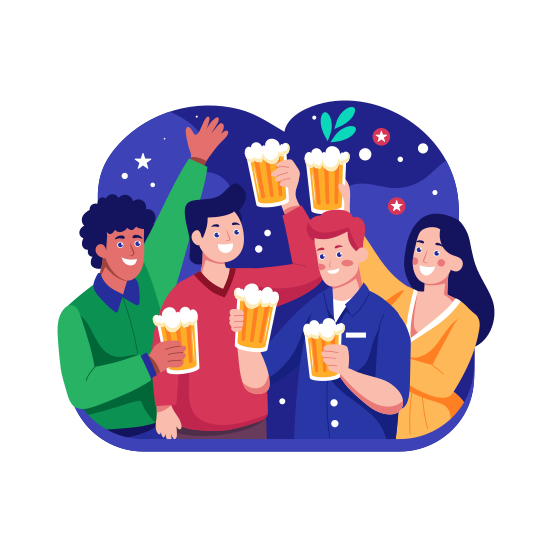 Beer Party, Drinks, Cheers, Wine, Celebration illustration