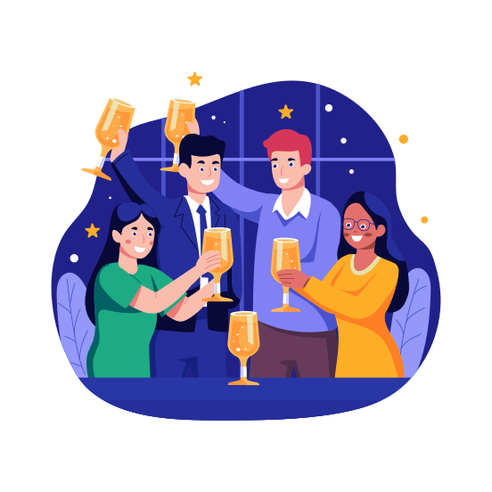 Celebrate Drinking, Party, Glasses, Wine, Festival illustration