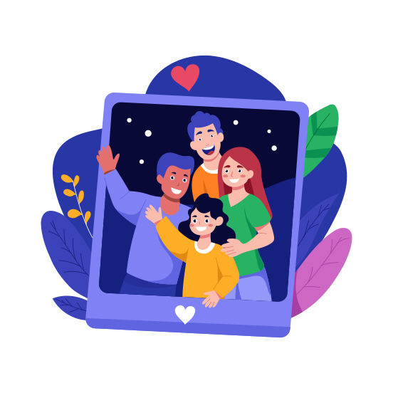 Family Photo, Picture, Photography, Post, Happy illustration