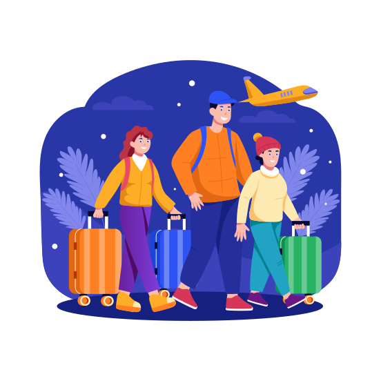 Family Trip, Tour, Travelling, Vacation, Holiday illustration