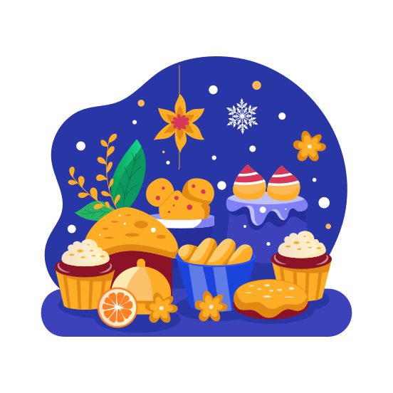Festive Food, Dinner, Sweets, Celebration, Event illustration