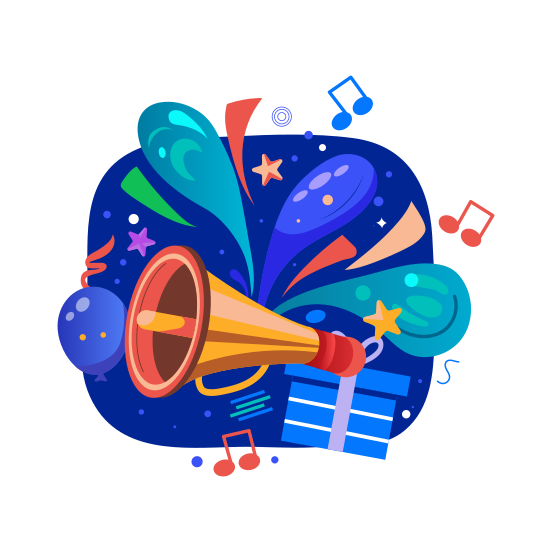 Festive Music, Melody, Horn, Instrument, Celebration illustration