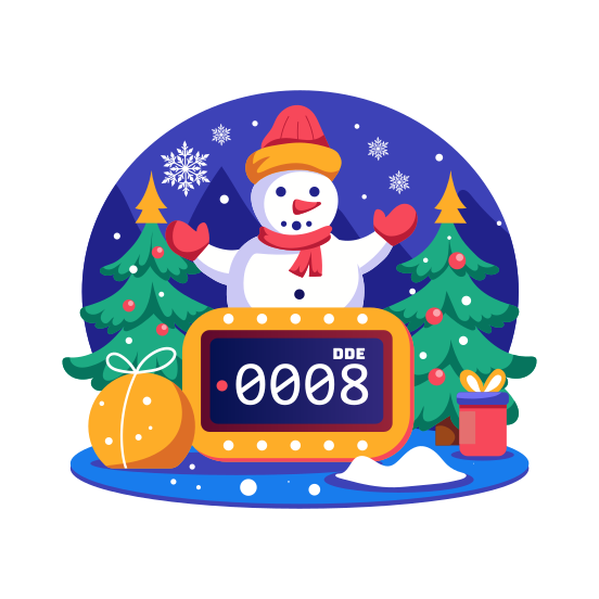 New Year Countdown, Snowman, Festive, Celebration, Winter illustration