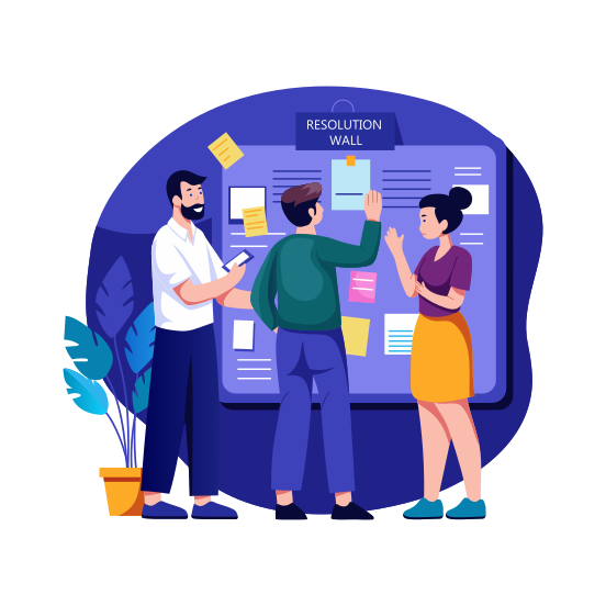 Noticeboard, Resolution Wall, Board, New Year, Characters illustration