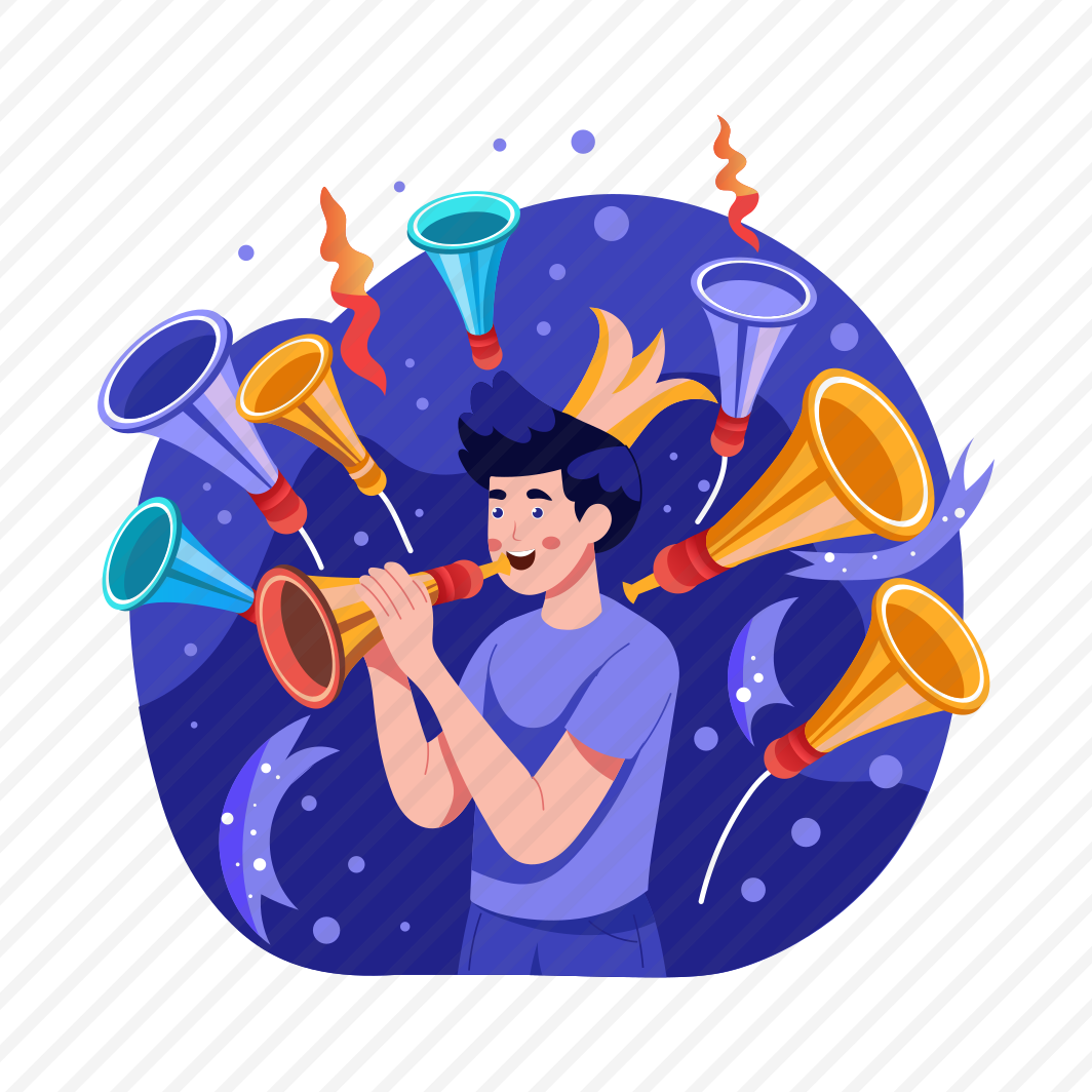 Playing Horn, Music, Celebrating, Party, Festive preview