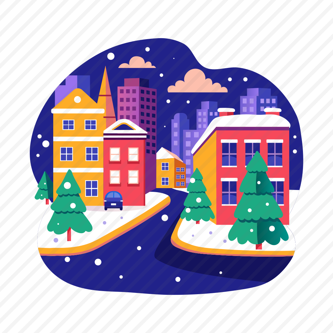 Snowfall, Winter, Weather, Christmas, Buildings preview