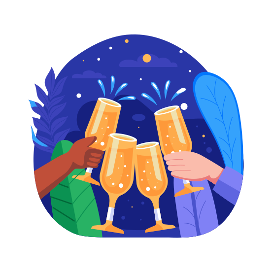 Wine Toast, Cheers, Glasses, Celebration, Party illustration