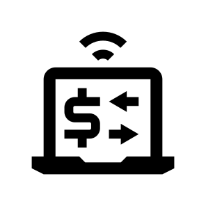 Fintech Banking Financial Finance Bank App Laptop Money Transfer Exchange Funds Withdrawal icon