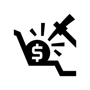 Fintech Pickaxe Cryptocurrency Crypto Money Mining Digital Two icon