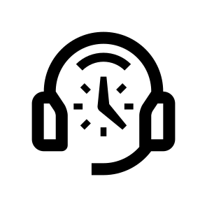 Live Chat Customer Care Headphones Headset Clock Time Interval Working Hours Service Support Call Center icon