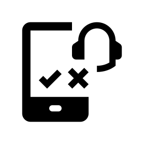Live Chat Customer Care Smartphone Mobile Confirm Cancel Headphones Headset Service Support Call Center Line icon