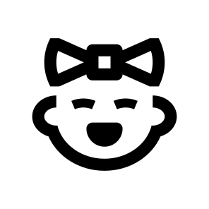 Baby Face Girl Laughing Bow Outline Basicons icon
