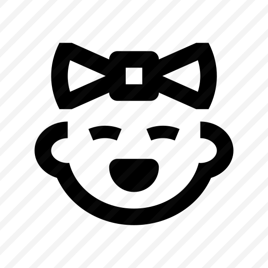 Baby Face Girl Laughing Bow Outline Basicons preview