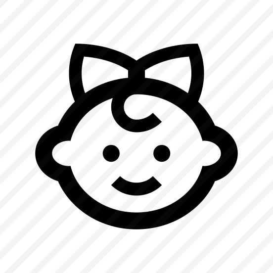 Baby Face Girl Smile Bow One Outline Basicons preview