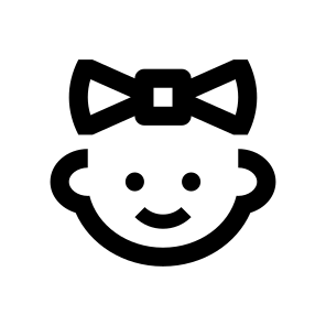 Baby Face Girl Smile Bow Two Outline Basicons icon