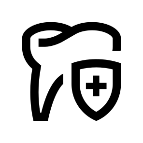 Dentistry Tooth Molar Protection Shield Treatment Cross Dental Line icon