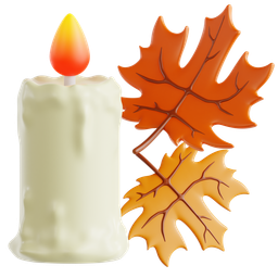 Candle With Autumn Leaf icon