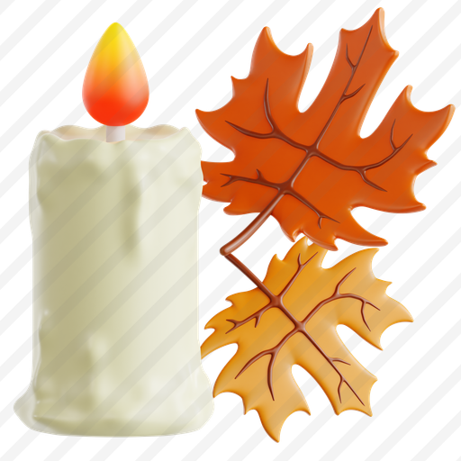 Candle With Autumn Leaf preview