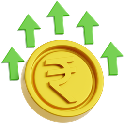 Rupee Coin With Growth Arrow icon