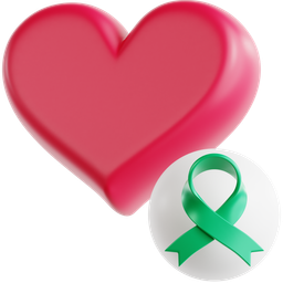 Green Ribbon And Heart icon