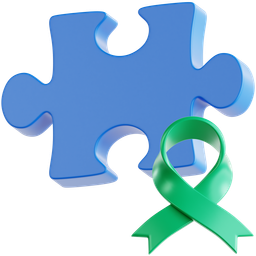 Green Ribbon And Puzzle Piece icon