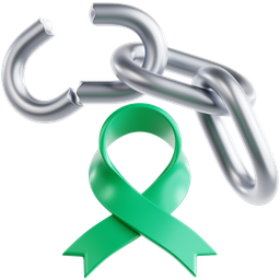 Green Ribbon With Broken Chain icon