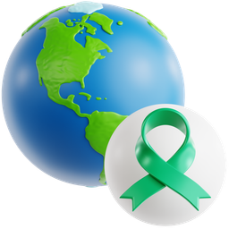 Green Ribbon With Globe icon