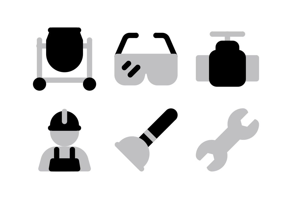 Construction Tools Halftone Large Set Preview