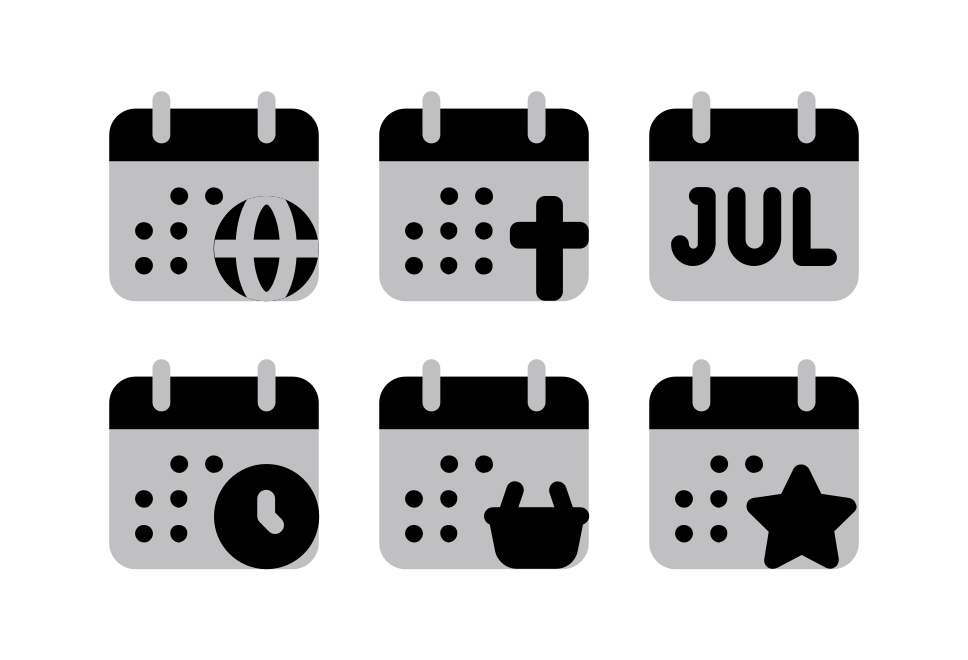 Calendar Halftone Large Set Preview