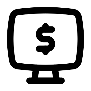 Finance Computer Monitor Screen Dollar Money Banking Currency. icon