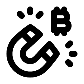 Finance Cryptocurrency Bitcoin Currency Money Attract Increase Magnetism Magnet. icon