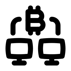 Finance Cryptocurrency Bitcoin Currency Money Computer Network Share Transfer. icon