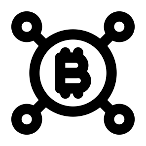 Finance Cryptocurrency Bitcoin Currency Money Connect Transfer Network Distribution. icon