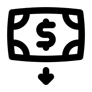 Finance Dollar Money Currency Banking Bill Cash Receive Download Transfer Arrow Incoming. icon