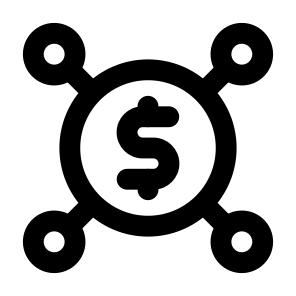 Finance Dollar Money Currency Banking Distribution Contibution Charity Donation Transfer. icon