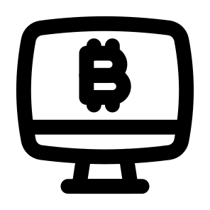 Web Development Finance Cryptocurrency Bitcoin Currency Money Banking Computer Monitor. icon