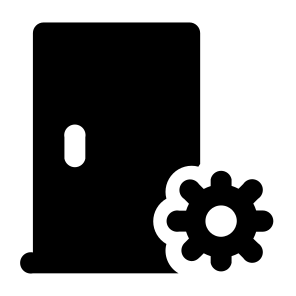 Settings Real Estate Options Preferences Door Entrance Exit Cogwheel Home Service icon