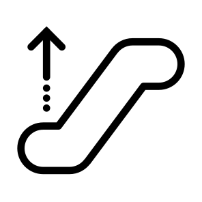 Upstairs Escalator Accomodation Leisure Services Access icon
