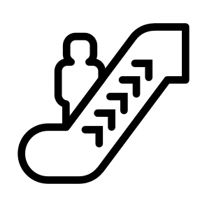 Upwards Escalator Accomodation Leisure Services Access icon