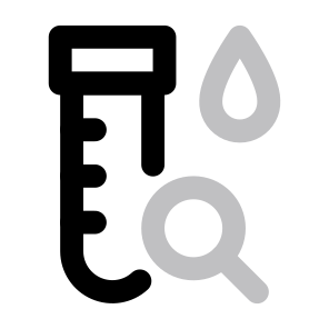 Search Medical Care Healthcare Test Tube Test Lab Laboratory Find Magnifier Liquid Blood. icon
