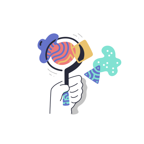 Search Variety Magnifier Magnification Research Find Shapes Hand Gesture illustration