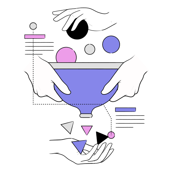 Marketing Hand Gestures Hand Gesture Filter Funnel Sort Result Item Product illustration