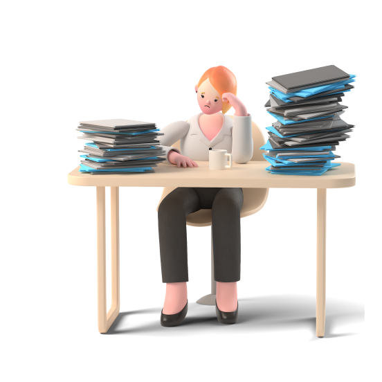 Workflow Stress Pile Up D People Person Desk Office Overworking Overworked Woman illustration