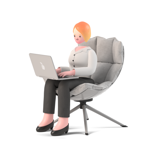 Workspace Character Builder D People Person Laptop Chair Furniture Work Woman illustration